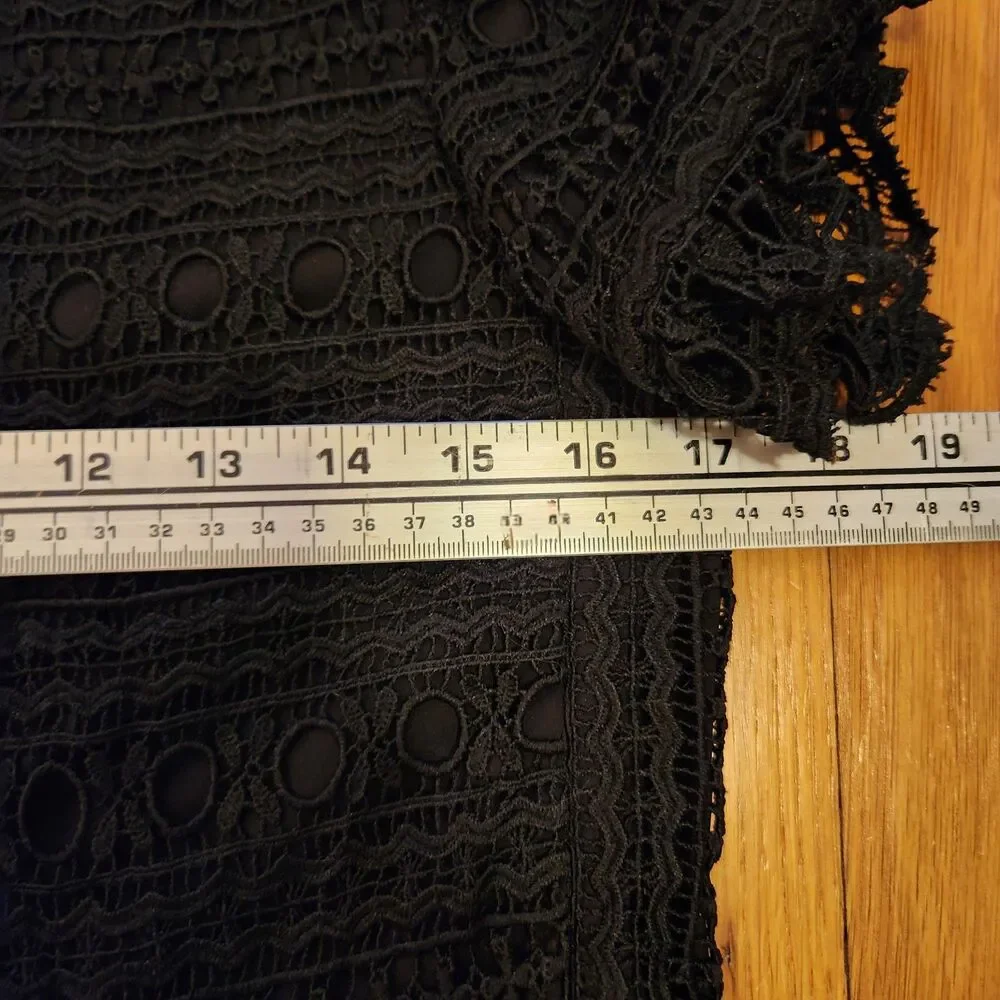 Kate Spade Mixed Lace Top, Black with Peplum, Sz XS: romanticore, dark feminine - Picture 8 of 10